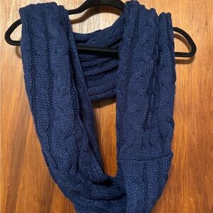 Navy Blue Cable Knit Infinity Scarf